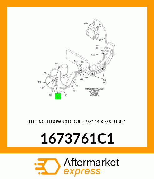 FITTING, ELBOW 90 DEGREE 7/8"-14 X 5/8 TUBE " 1673761C1