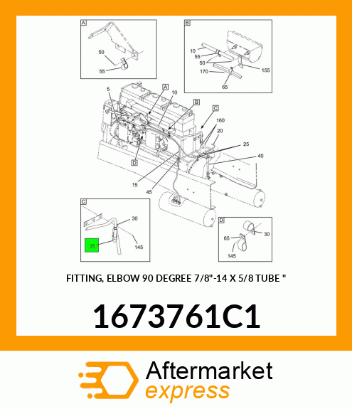 FITTING, ELBOW 90 DEGREE 7/8"-14 X 5/8 TUBE " 1673761C1