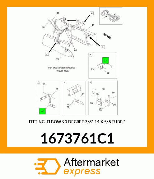 FITTING, ELBOW 90 DEGREE 7/8"-14 X 5/8 TUBE " 1673761C1