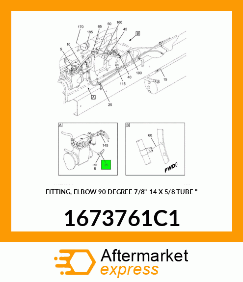 FITTING, ELBOW 90 DEGREE 7/8"-14 X 5/8 TUBE " 1673761C1