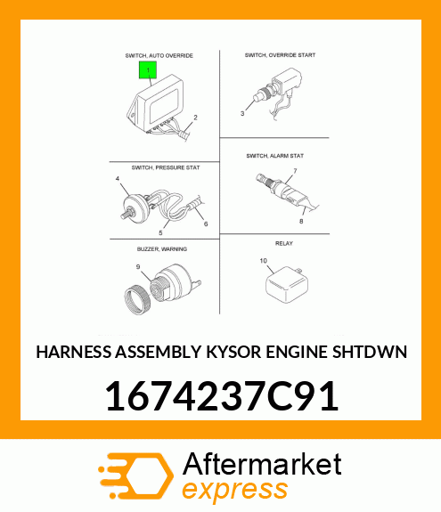 HARNESS ASSEMBLY KYSOR ENGINE SHTDWN 1674237C91