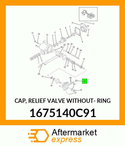 CAP, RELIEF VALVE WITHOUT- RING 1675140C91