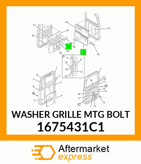 WASHER GRILLE MTG BOLT 1675431C1