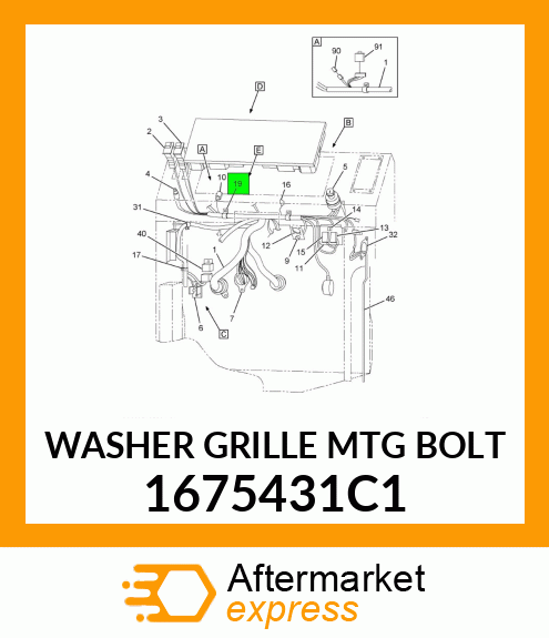 WASHER GRILLE MTG BOLT 1675431C1