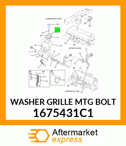 WASHER GRILLE MTG BOLT 1675431C1