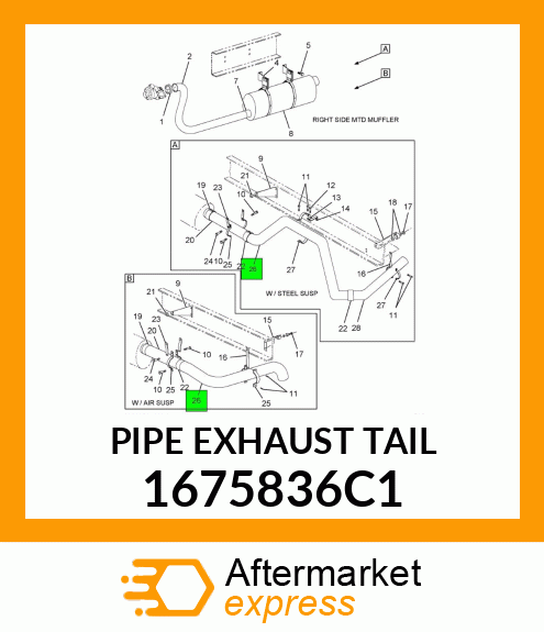 PIPE EXHAUST TAIL 1675836C1