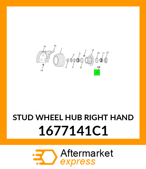 STUD WHEEL HUB RIGHT HAND 1677141C1