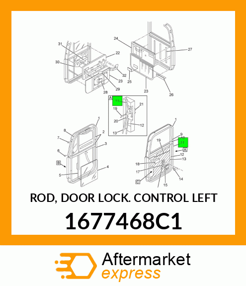 ROD, DOOR LOCK CONTROL LEFT 1677468C1