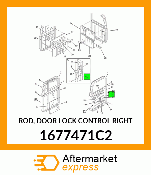 ROD, DOOR LOCK CONTROL RIGHT 1677471C2