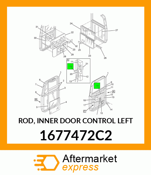 ROD, INNER DOOR CONTROL LEFT 1677472C2