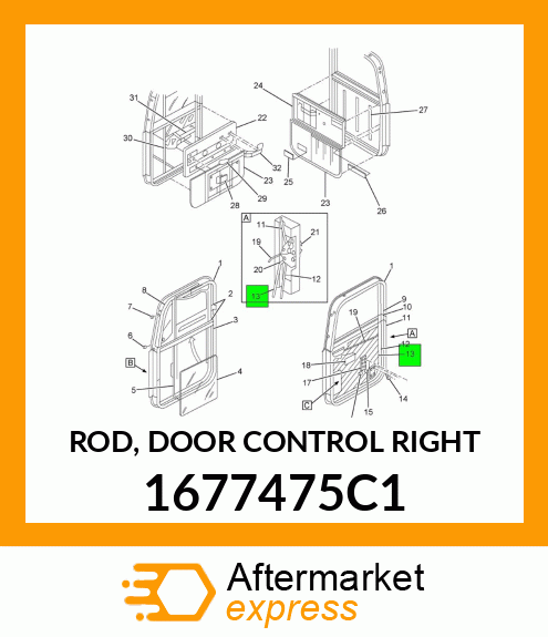 ROD, DOOR CONTROL RIGHT 1677475C1