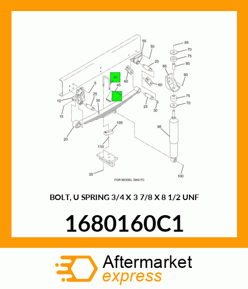 BOLT, "U" SPRING 3/4" X 3 7/8" X 8 1/2" UNF 1680160C1