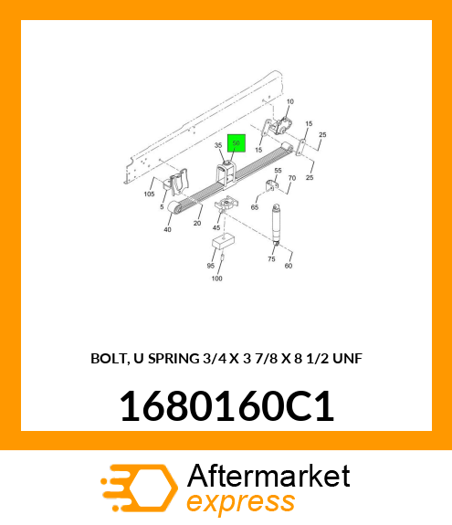 BOLT, "U" SPRING 3/4" X 3 7/8" X 8 1/2" UNF 1680160C1