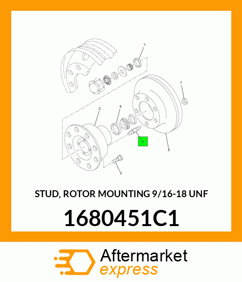 STUD, ROTOR MOUNTING 9/16"-18 UNF 1680451C1