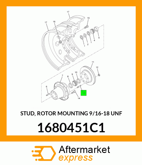 STUD, ROTOR MOUNTING 9/16"-18 UNF 1680451C1