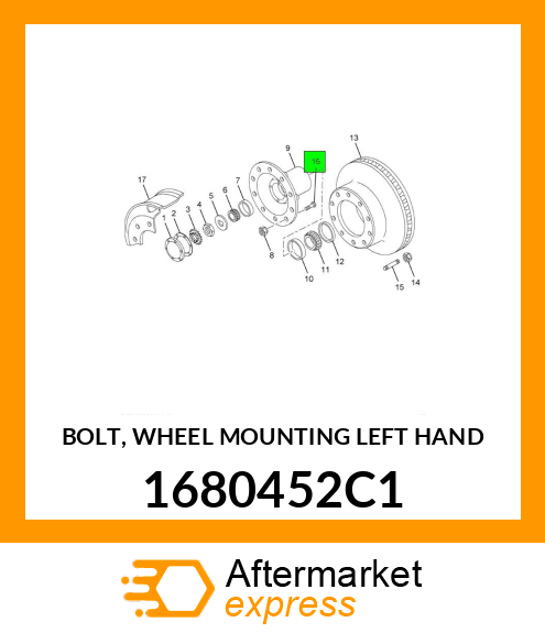 BOLT, WHEEL MOUNTING LEFT HAND 1680452C1