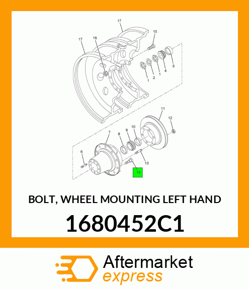 BOLT, WHEEL MOUNTING LEFT HAND 1680452C1