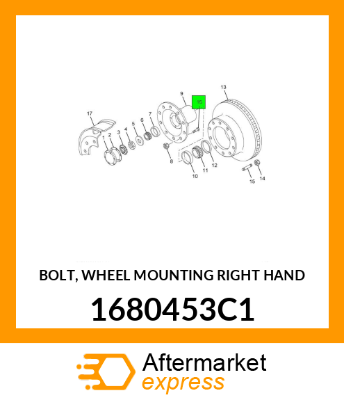 BOLT, WHEEL MOUNTING RIGHT HAND 1680453C1