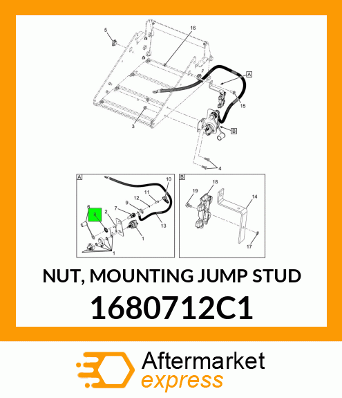 NUT, MOUNTING JUMP STUD 1680712C1