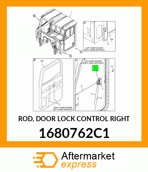 ROD, DOOR LOCK CONTROL RIGHT 1680762C1