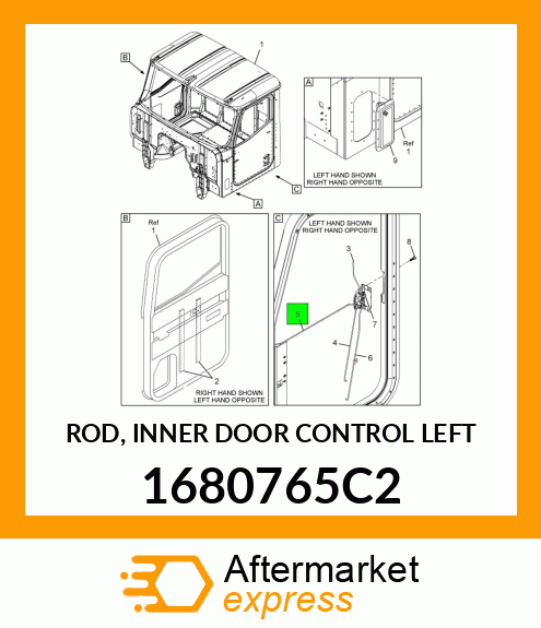 ROD, INNER DOOR CONTROL LEFT 1680765C2