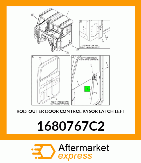 ROD, OUTER DOOR CONTROL KYSOR LATCH LEFT 1680767C2