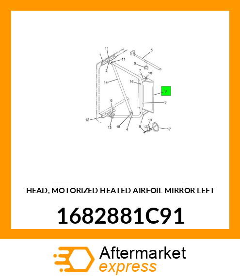 HEAD, MOTORIZED HEATED AIRFOIL MIRROR LEFT 1682881C91