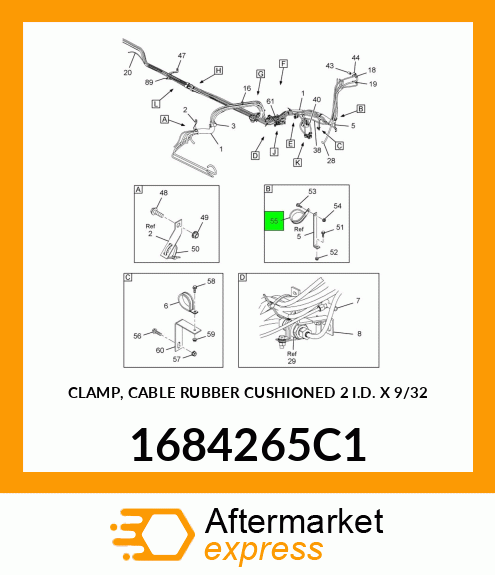 CLAMP, CABLE RUBBER CUSHIONED 2" I.D. X 9/32" 1684265C1