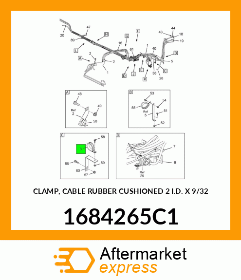 CLAMP, CABLE RUBBER CUSHIONED 2" I.D. X 9/32" 1684265C1