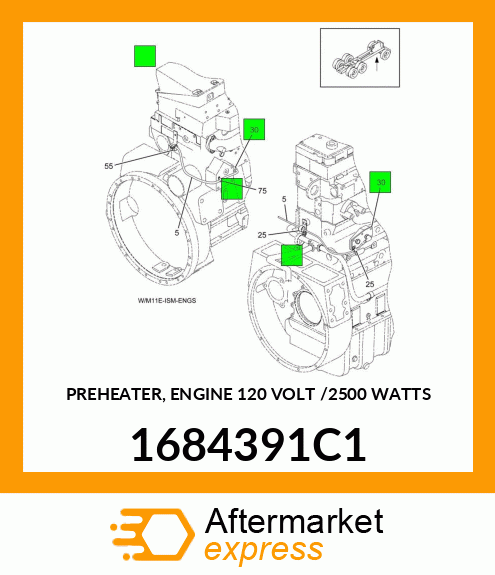 PREHEATER, ENGINE 120 VOLT /2500 WATTS 1684391C1