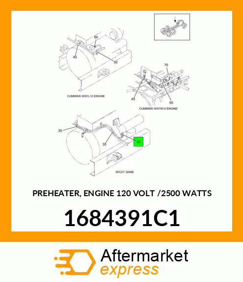 PREHEATER, ENGINE 120 VOLT /2500 WATTS 1684391C1