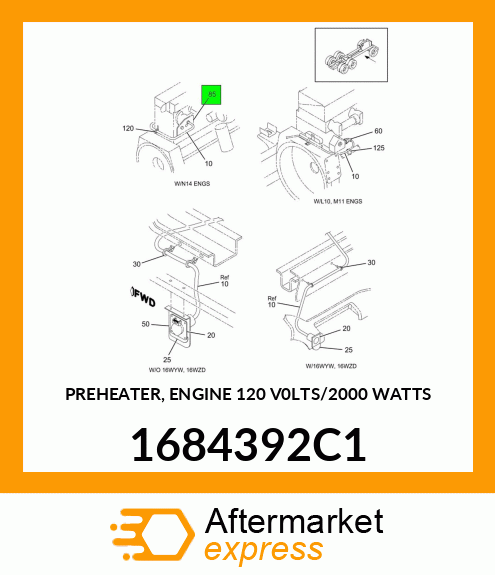 PREHEATER, ENGINE 120 V0LTS/2000 WATTS 1684392C1