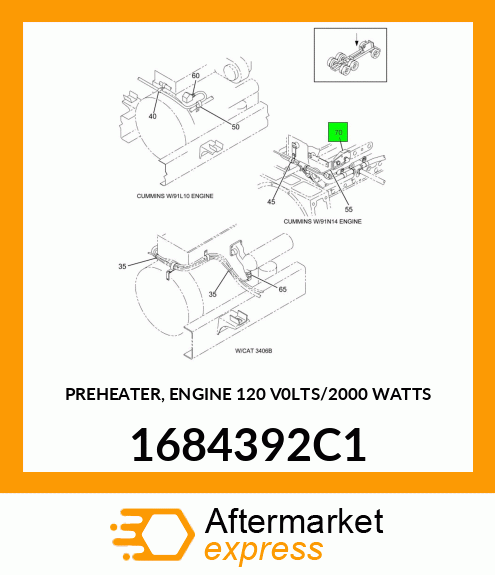 PREHEATER, ENGINE 120 V0LTS/2000 WATTS 1684392C1