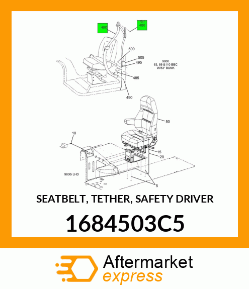 SEATBELT, TETHER, SAFETY DRIVER 1684503C5