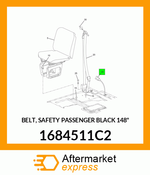 BELT, SAFETY PASSENGER BLACK 148" 1684511C2