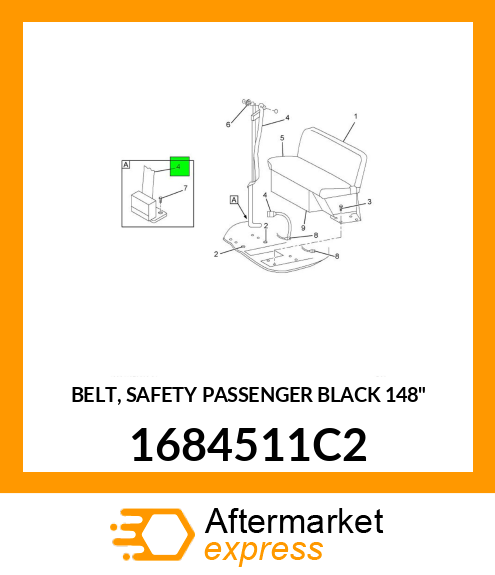 BELT, SAFETY PASSENGER BLACK 148" 1684511C2