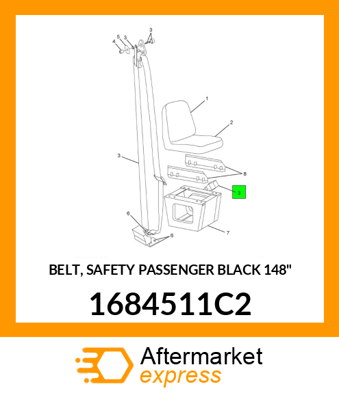 BELT, SAFETY PASSENGER BLACK 148" 1684511C2