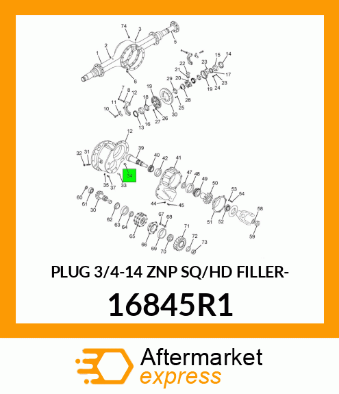 PLUG 3/4-14 ZNP SQ/HD FILLER- 16845R1