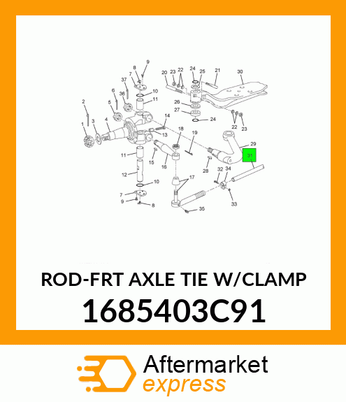 ROD-FRT AXLE TIE W/CLAMP 1685403C91