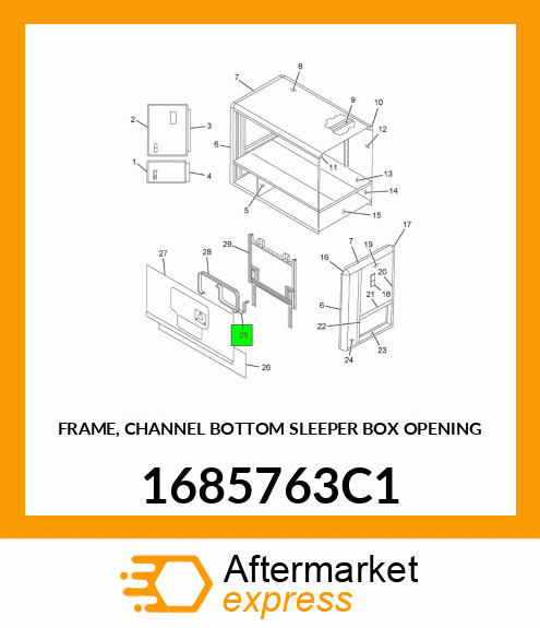 FRAME, CHANNEL BOTTOM SLEEPER BOX OPENING 1685763C1