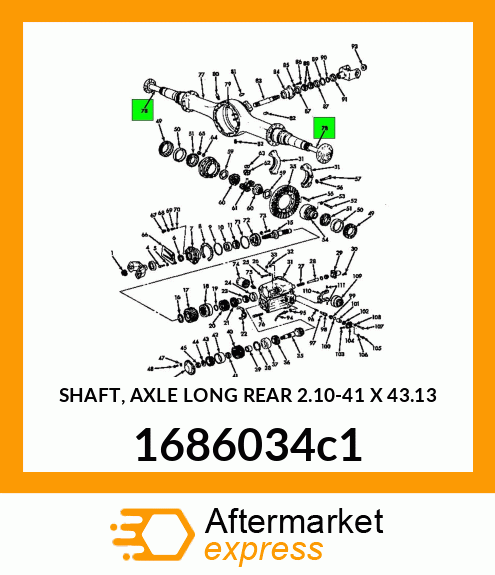 SHAFT, AXLE LONG REAR 2.10-41 X 43.13 1686034c1