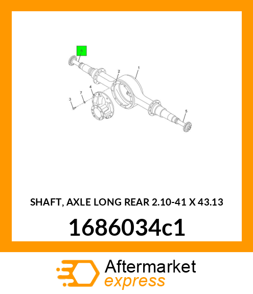 SHAFT, AXLE LONG REAR 2.10-41 X 43.13 1686034c1