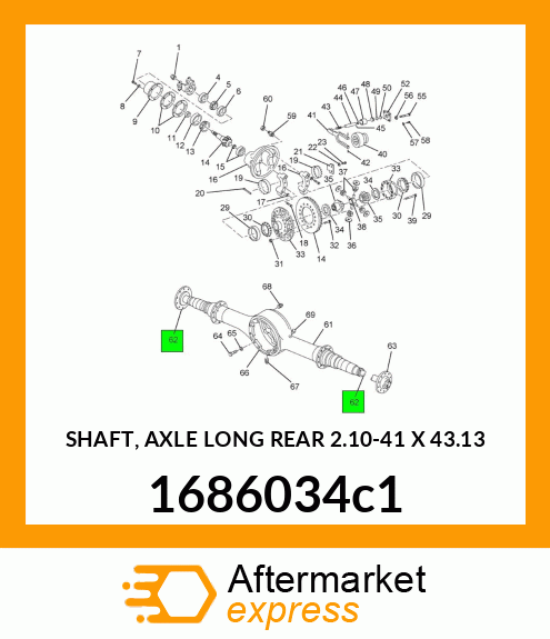 SHAFT, AXLE LONG REAR 2.10-41 X 43.13 1686034c1