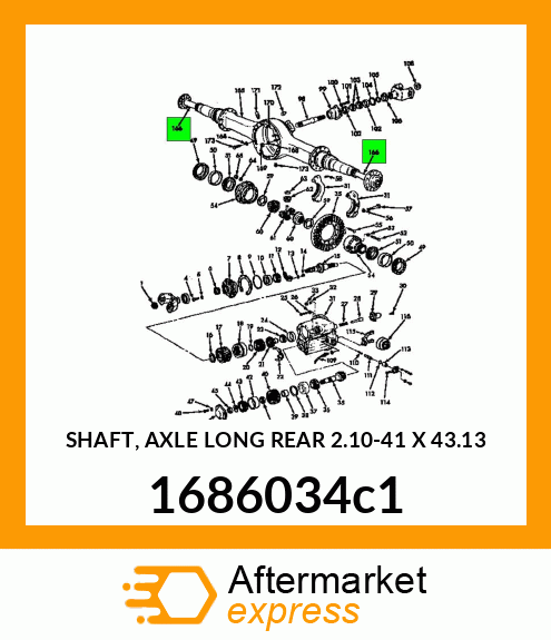 SHAFT, AXLE LONG REAR 2.10-41 X 43.13 1686034c1