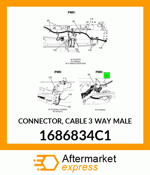 CONNECTOR, CABLE 3 WAY MALE 1686834C1