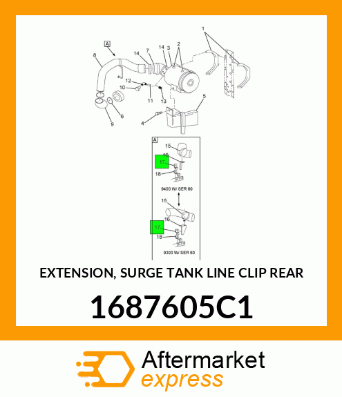 EXTENSION, SURGE TANK LINE CLIP REAR 1687605C1