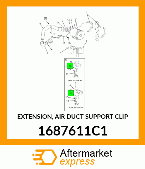 EXTENSION, AIR DUCT SUPPORT CLIP 1687611C1