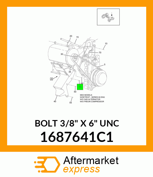 BOLT 3/8" X 6" UNC 1687641C1