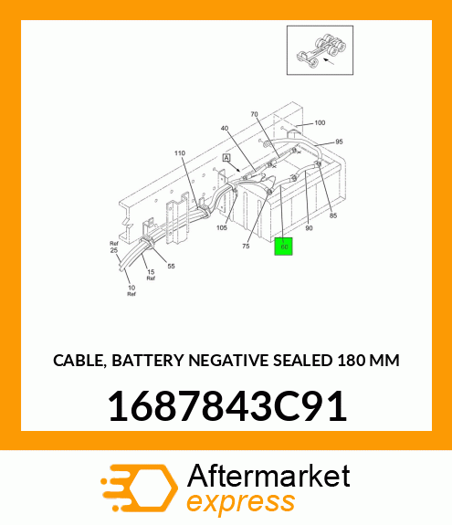 CABLE, BATTERY NEGATIVE SEALED 180 MM 1687843C91