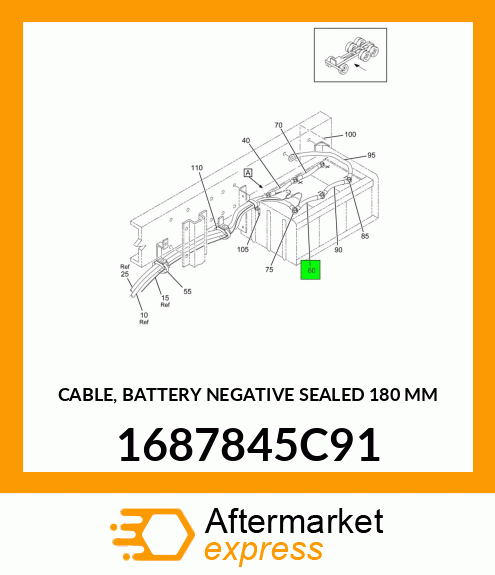 CABLE, BATTERY NEGATIVE SEALED 180 MM 1687845C91